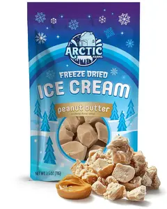 Arctic Farms Freeze Dried Ice Cream Bits Peanut Butter Flavor 2.5oz Crispy Freeze-Dried Dessert Snack Individually Packed Gift Ready
