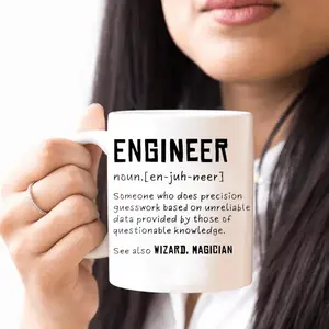 Engineer Definition Ceramic Coffee Mug 11oz - Precision Guesswork Humor - Insulated, Reusable, Dishwasher Safe - Ideal Gift for Engineering Students, Professionals, and New Graduates