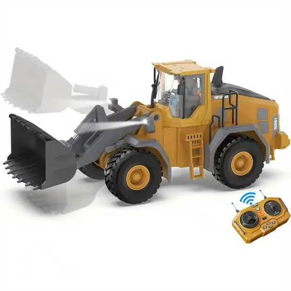 9 Channels Remote Control Loader 2.4Ghz RC Construction Vehicle Truck Toys With Alloy Metal Cap Light Sound Rechargeable Battery For Boys And Girls Halloween Thanksgiving Christmas Gift