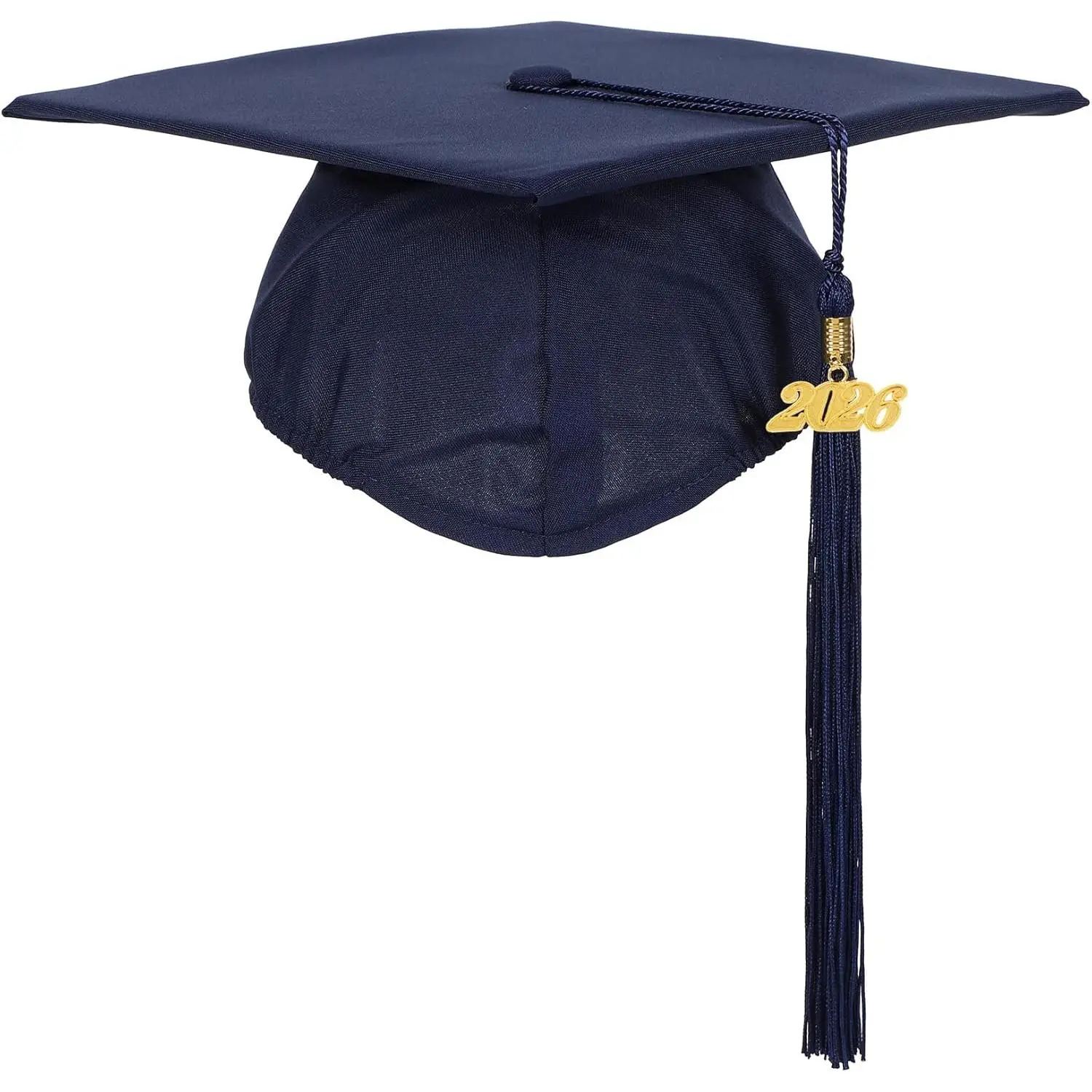 Unisex Adjustable Band Matte Graduation Cap - Synthetic Polyester Comfortable Fashion Hat Accessory with Year Charm Tassel for High School Graduates, Ceremony Use, Accessories, Commencement, 9" X 9"