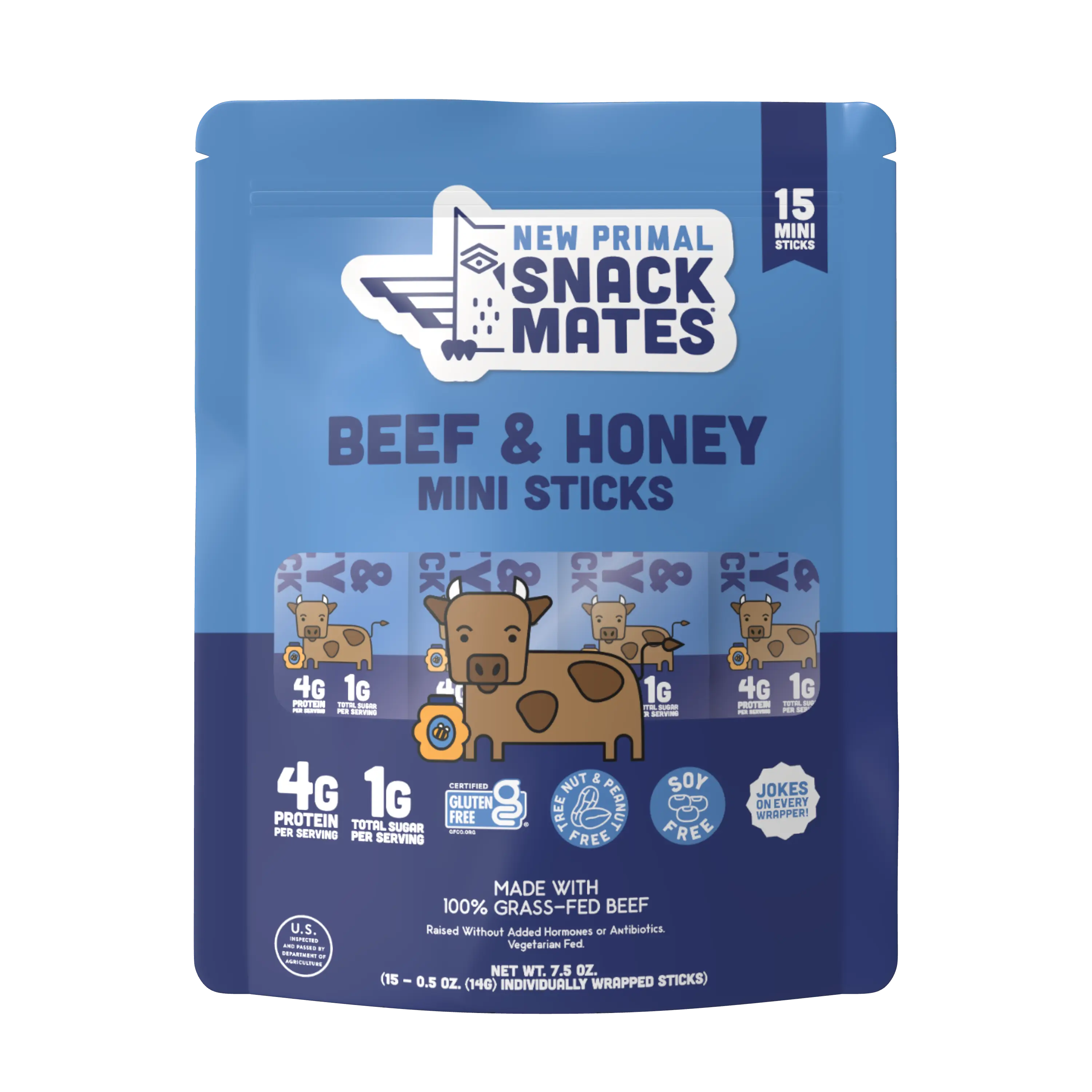 THE NEW PRIMAL TikTok Exclusive Natural Dried Beef Jerky & Honey Mini Meat Sticks Value Pack (15 Pieces) - Individually Wrapped, Low Carb, Low Sugar, High Protein Snack for Picky Eaters, Busy School Lunch Boxes 2026