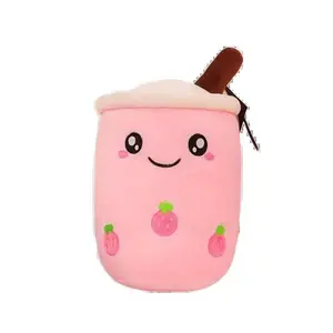 Boba Milk Tea Plushie Soft Stuffed Toy (Pink-Open Eyes)