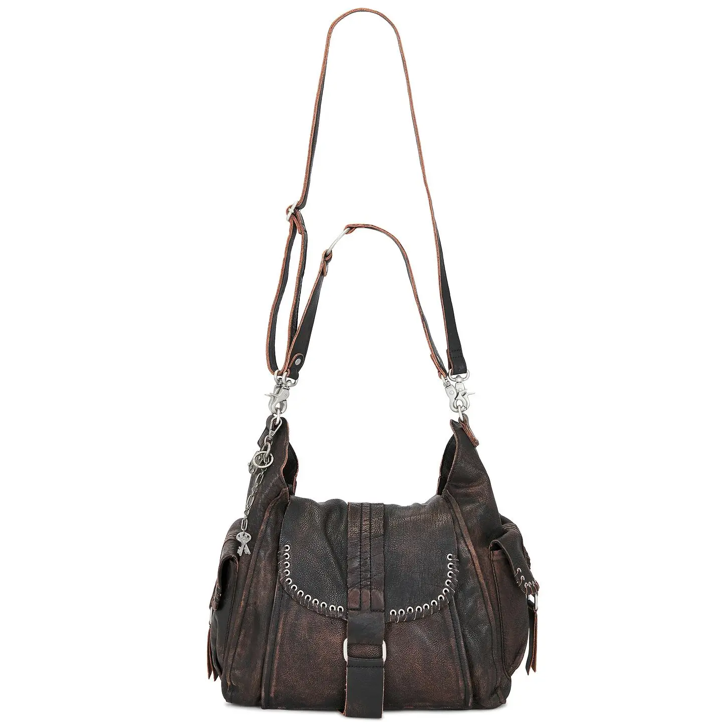 Free People Wtf Leigh Distressed Hobo Bag in Butter Yellow