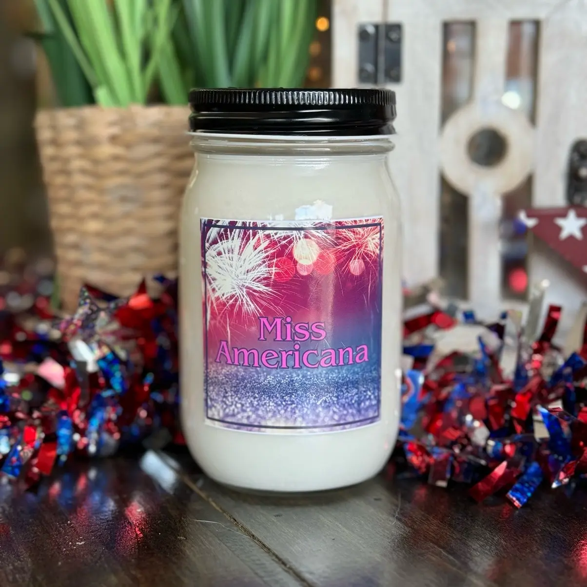 16oz Farmhouse Americana Candle for Home Decor and Ornaments