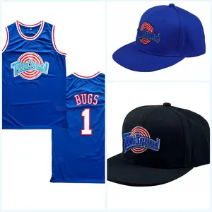 Men Basketball Jersey Bugs #1 Blue Space Movie Hip Hop Embroidery Snapback Hat Adjustable S~XXL