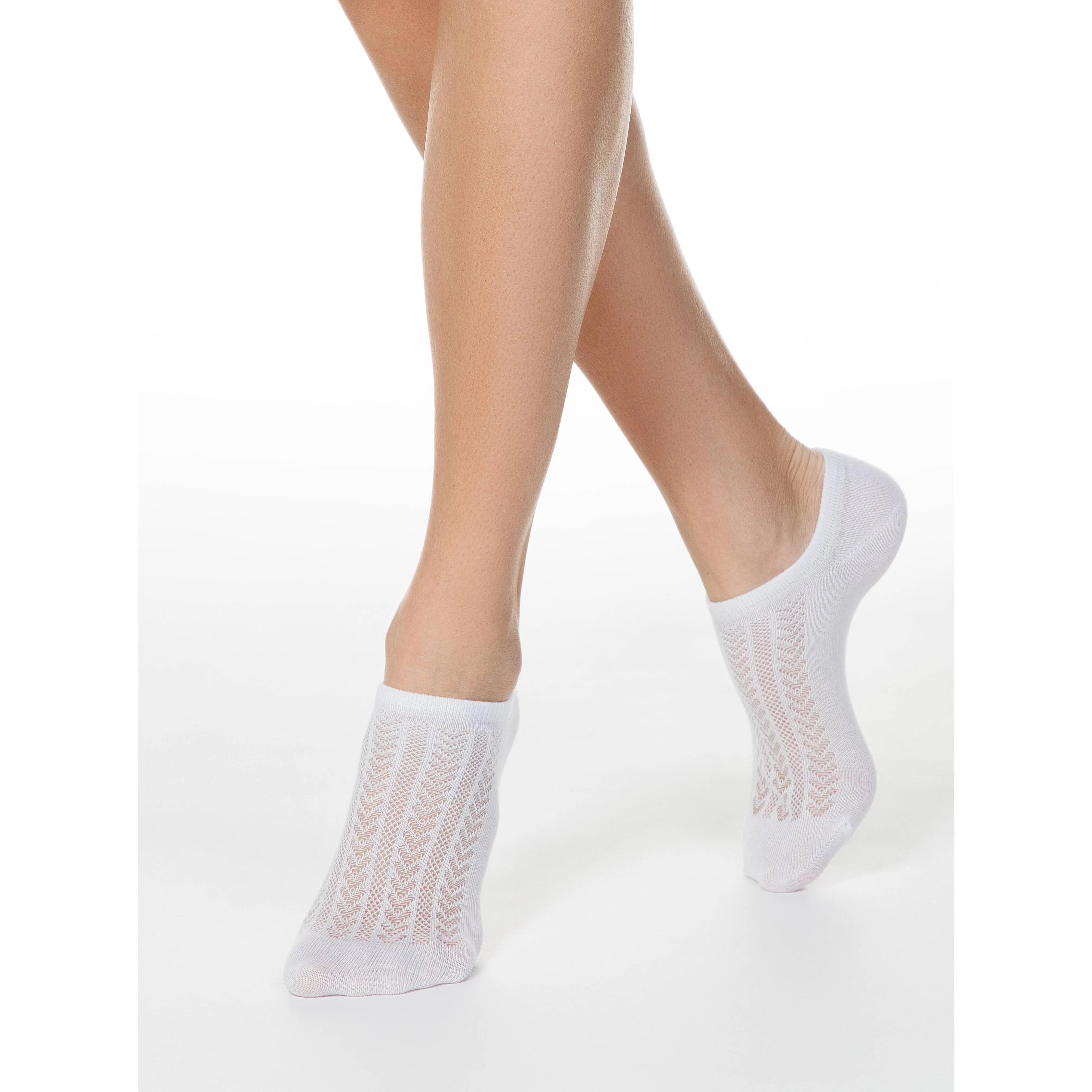 Women's Basic Ultra-Cropped Openwork Cotton Socks (Conte Active #19C-185SP(179)) - Thin, Soft, Breathable, Elastic, Lightweight, 80% Cotton 20% Polyamide, Fits US Sizes 6-9, Everyday Wear, Made in Belarus