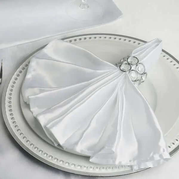 White Satin Tableware Napkins, 5-Pack 20"x20" - Luxurious Shine, Smooth for Upscale Events