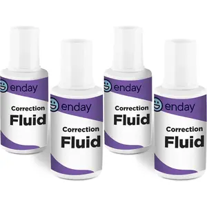 Liquid Correction Fluid, .7 fl. Oz. / 20 ml Foam Wand Applicator Quick Dry Liquid Paper, Multi-Purpose Smooth Corrector for Office and Home, 4 Pack