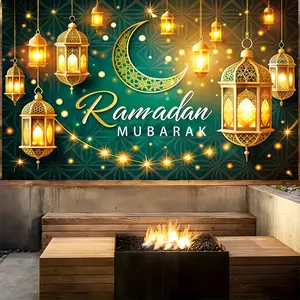 1 piece, Ramadan banner, made of polyester, very suitable for hanging decorations, used for Ramadan celebrations, suitable for indoor and outdoor Eid al Fitr celebrations, Party Decoration