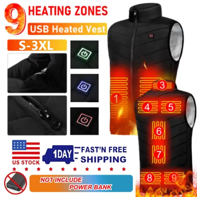Men's USB Electric Heating Waistcoat - Anti Water Splashing, Energy Saving, Manual Adjustment Body Warmer Gilet, Keep Warm