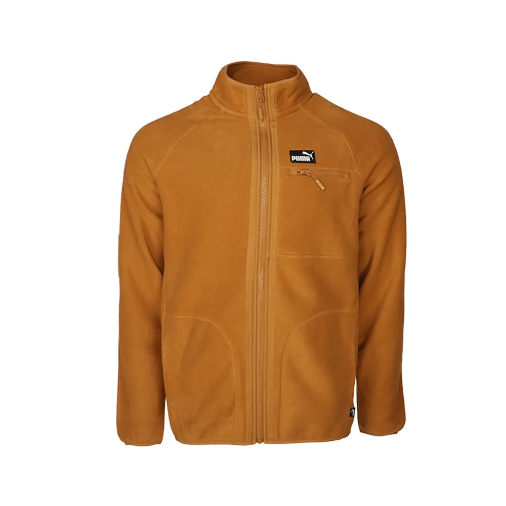 PUMA Mens Polar Fleece Raglan Sleeve Jacket Athletic Outerwear Casual - Brown