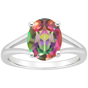 Affinity Gems Oval Topaz Split Shank Ring, Sterling Silver