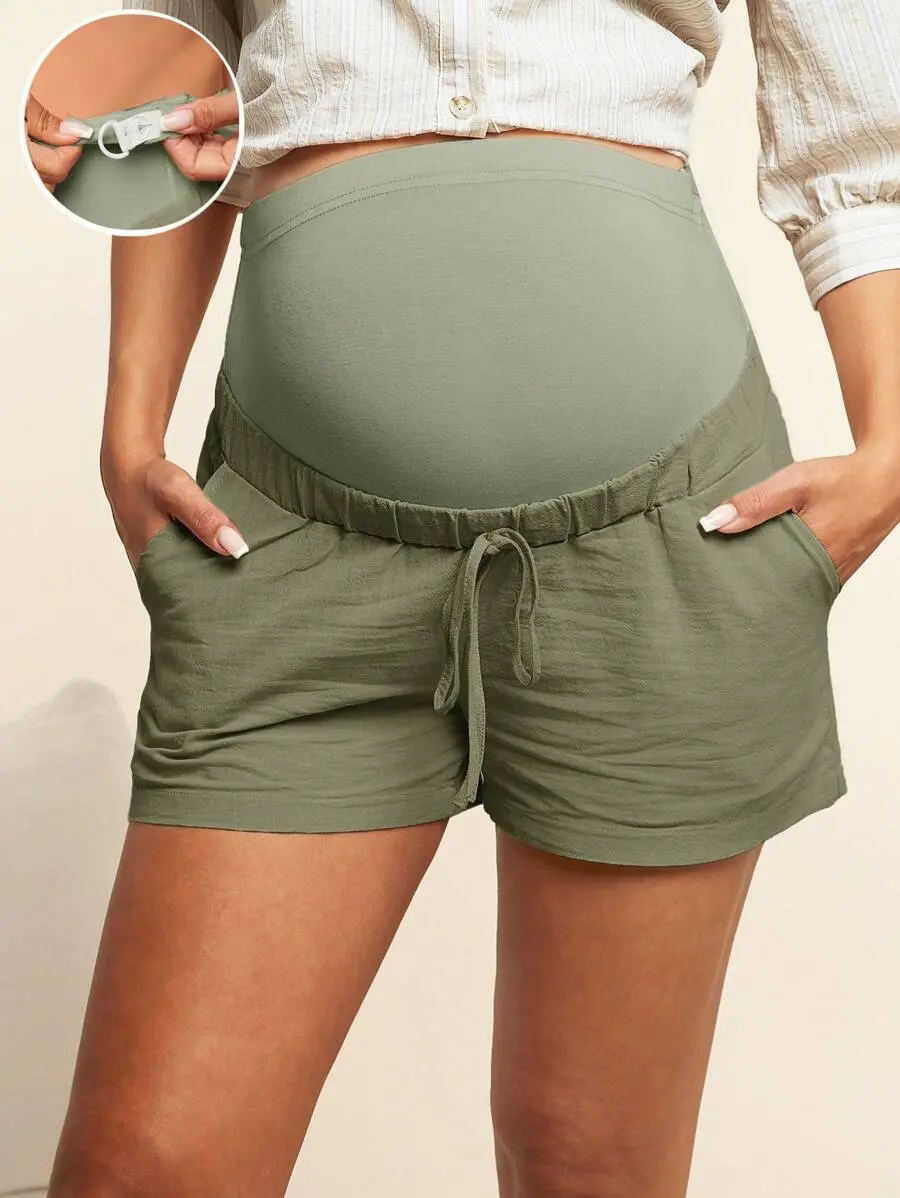 SAMT Maternity High Waisted Green Shorts Casual Summer SAMT Maternity High Waisted Green Shorts Casual Summer