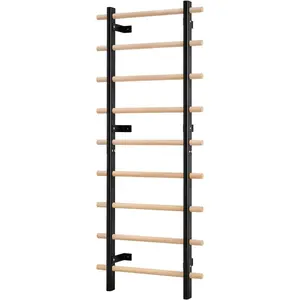 VEVOR Swedish Ladder Wall Gym, 9 - Level Swedish Ladder Suspension Trainer, 330LBS Loading Solid Wood+ Carbon Steel Gymnastics Stall Bars for Adult, Compatible with 3.15x 3.15 Power Rack AccessoriesVEVOR Super Brand Day
