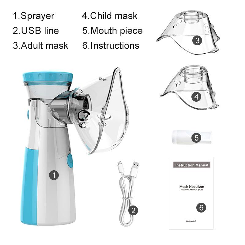 Portable Handheld Nebulizer, Mesh Spacer Machine with Accessories for Adult & Kid, Handheld Electric Atomizer for Home use Travel(Batteries Not Included)
