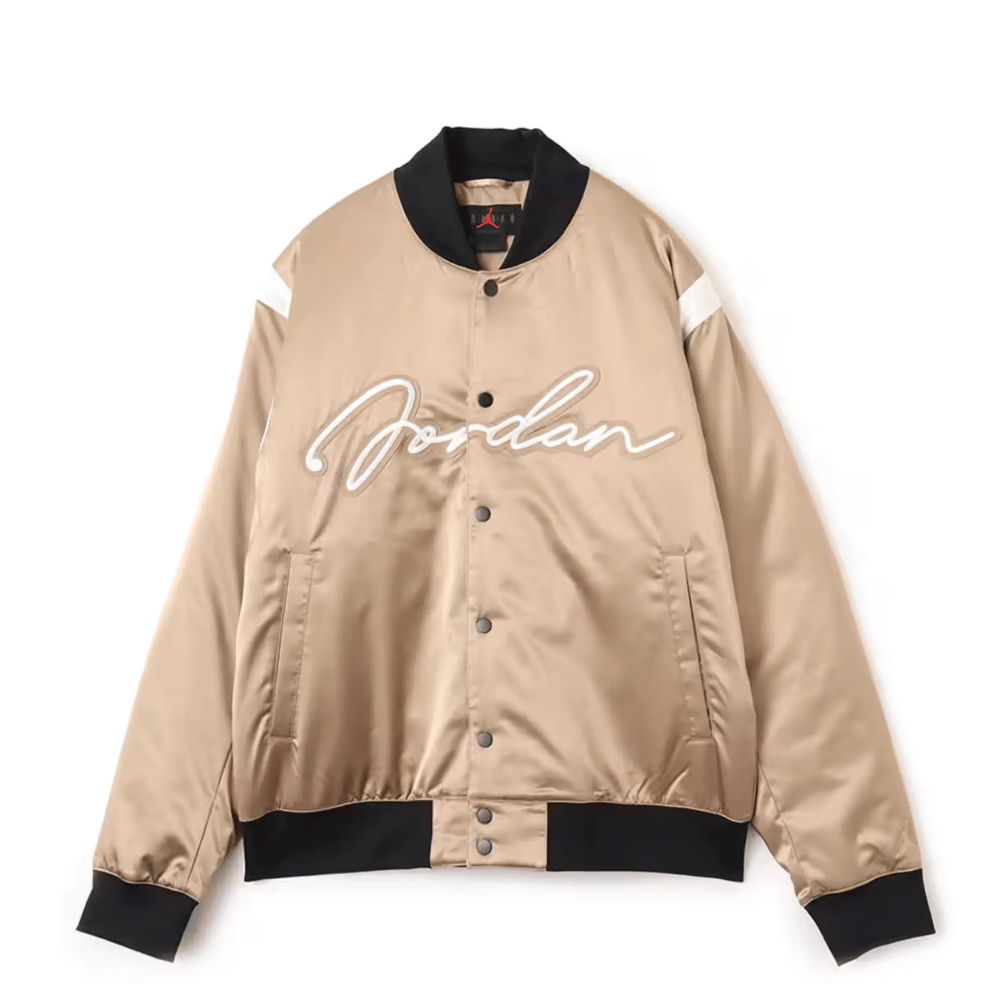 Jordan Men's MVP HBR Varsity Jacket Lightweight Bomber Jacket Casual Sportswear Outerwear Graphic Jordan Brand Jacket Full Zip Athletic Streetwear Jacket Ribbed Collar Cuffs Everyday Layering Jacket Men's Varsity Style Outerwear Top for Casual Wear