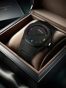 Men's Business Fashion Round Dial Quartz Watch, Casual Analog Watch, Simple Style Wristwatch, Trendy Matching Watch As Gift for Men with Box