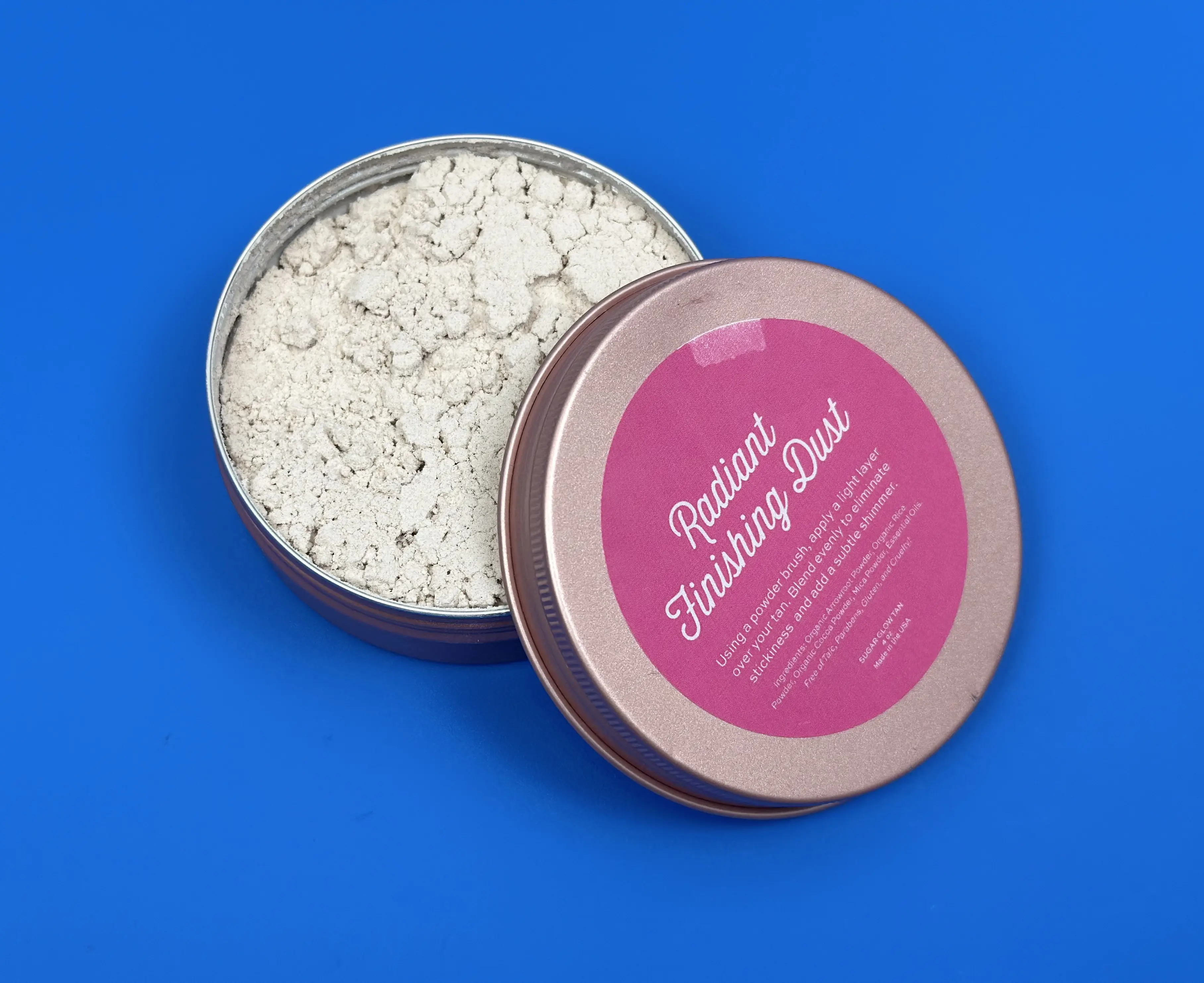 Radiant Tanning Finishing Powder with Shimmer, Lightweight Body Powder Sets Self-Tans for a Smooth, Silky Finish, Essential Oil, Organic, Cruelty Free, Dry, Natural Ingredients, Blendable, Light Essential Oils For Fragrance., Ultra-Fine, Longer Tan