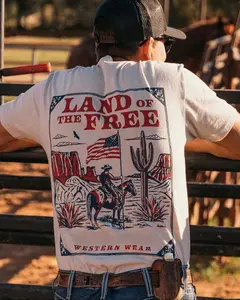 Land Of The Free Western Cowboy Graphic T-Shirt, Yee Yee Patriotic USA Shirt, Country Ranch Outfit, Vintage Western Style Tee, Unisex T-shirt, Menswear Clothing, Clothing for men, Gift for Boyfriend, Gift for Dad