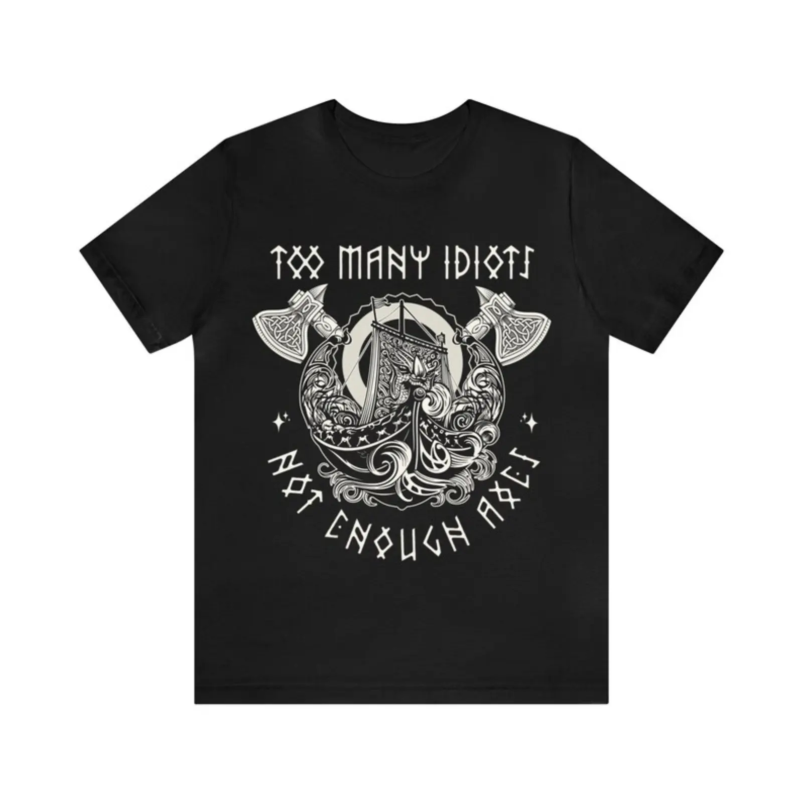 Men's 100% Cotton Knit Short-Sleeve Crewneck T-Shirt - Norse Mythology Warrior Valhalla Viking Print, Machine Washable Adult All-Season Sports Streetwear Top