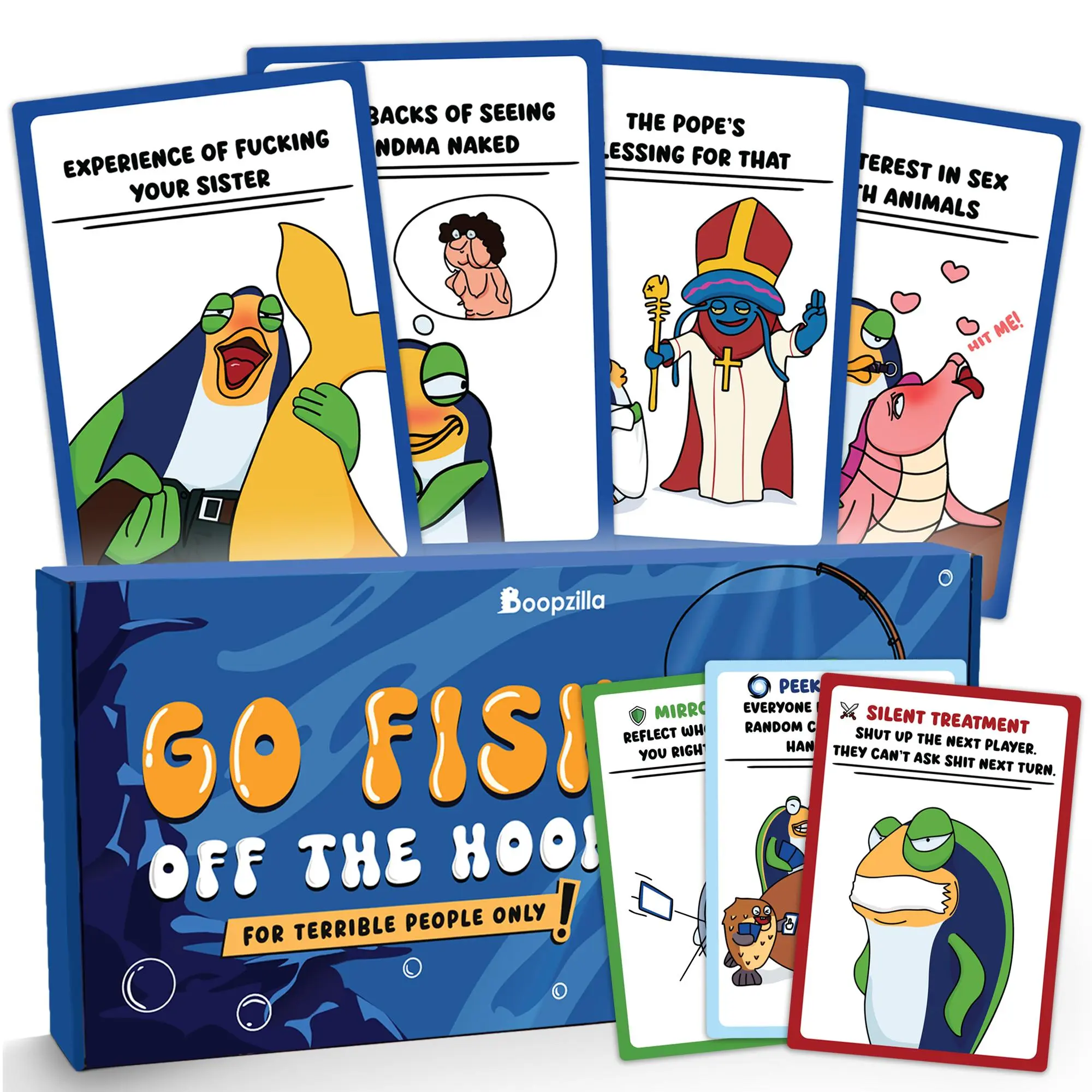 2026 Edition | Go Fish Off The Hook Adult Party Card Game, Funny Dark Humor Drinking Game For Adults 17+, Hilarious Icebreaker Game for Friends, Couples & Family Game Night, 126 Cards With Attack Defense Event Cards, Party Game Gift