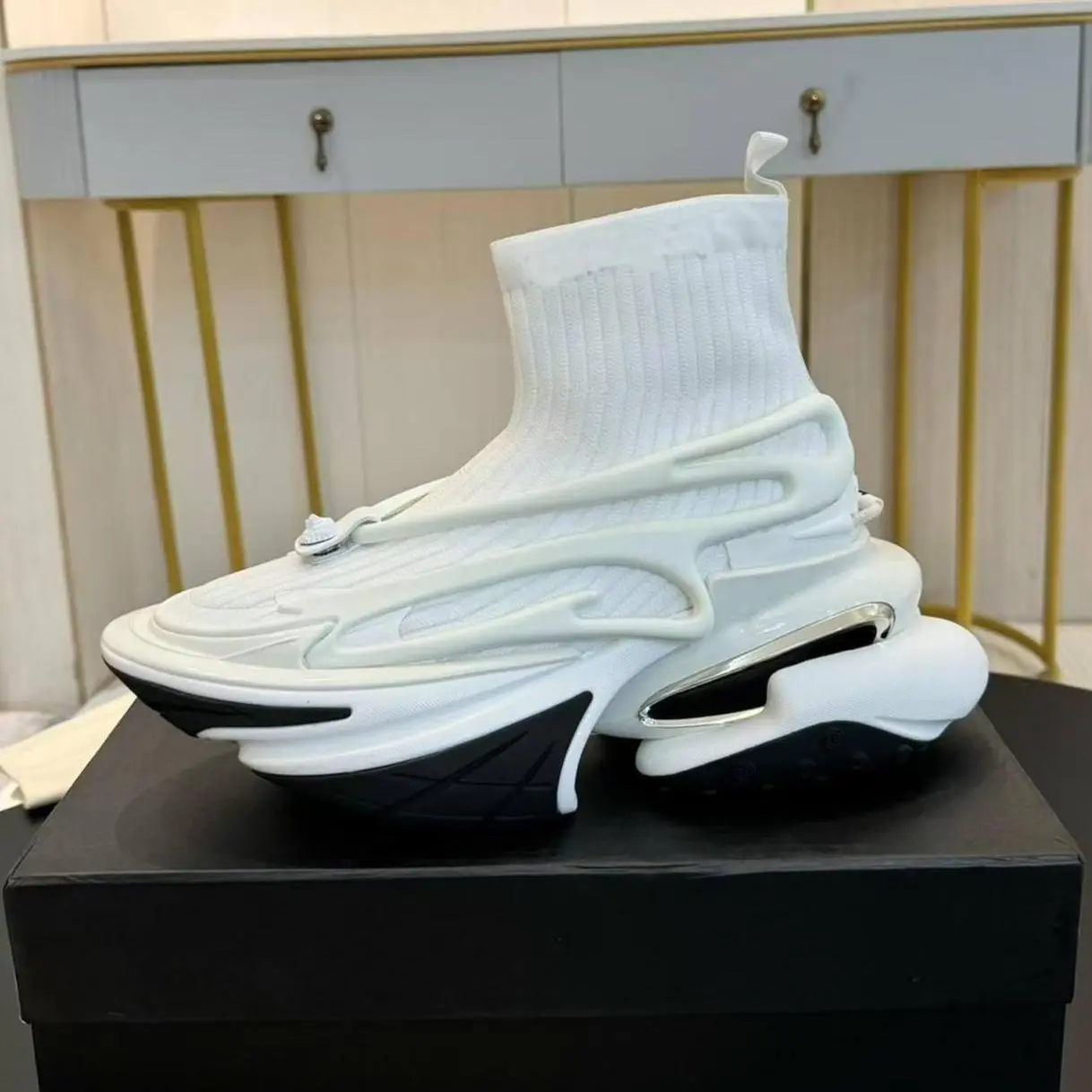 luxury designer unicorn chunky dad shoes men's and women's high top socks boots size 35-46 soft knitting height increasing ankle boots thick sole trendy streetwear