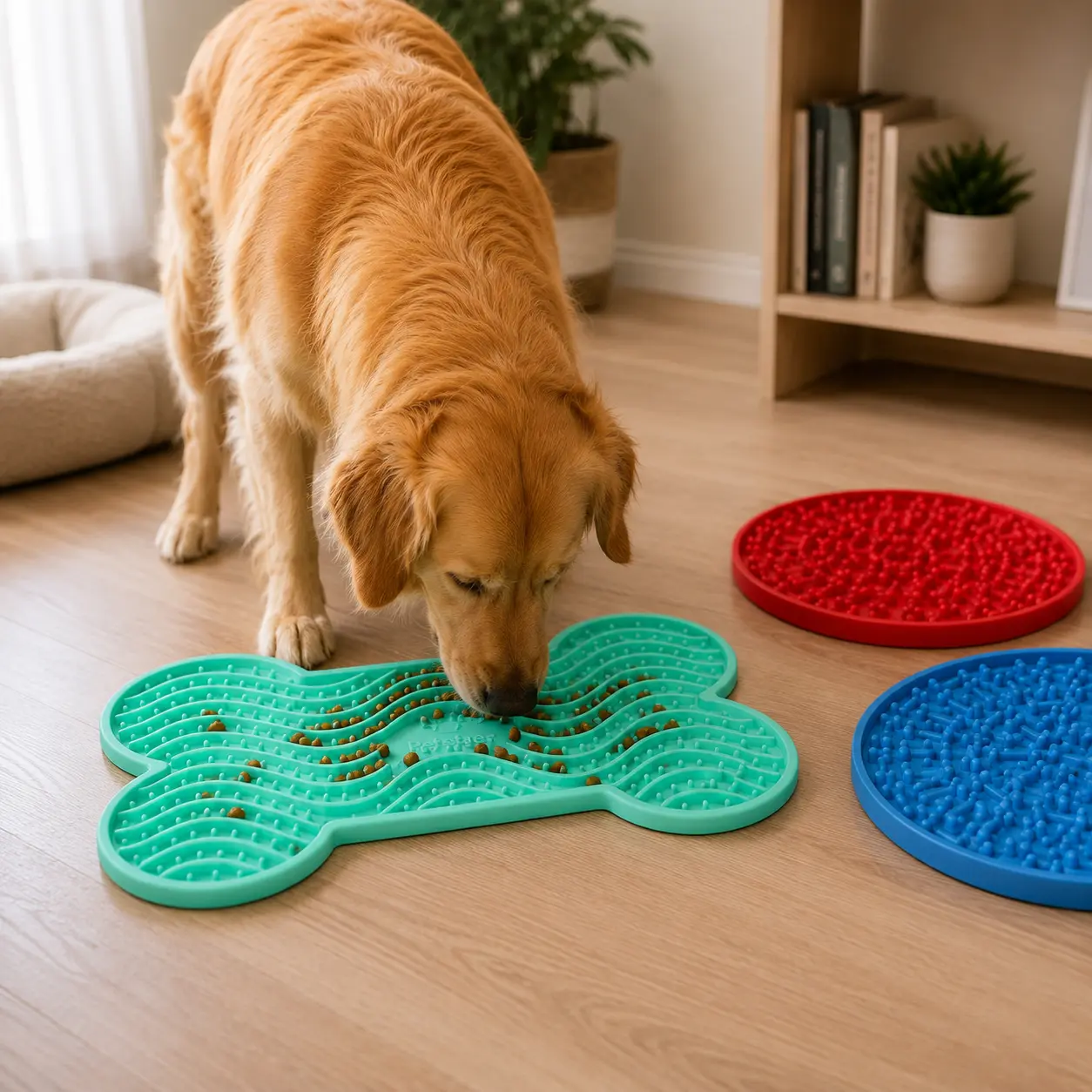 3-Pack Round Non-Toxic Silicone Dog Lick Mats with Strong Suction Cups - Wall Mount Textured Slow Feeder Pads for Anxiety Aid, Bath Time Grooming, Reducing Boredom, Supporting Digestion