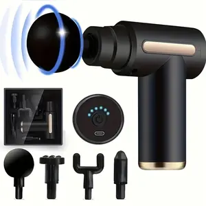 High Power Full Body Relaxation Massager - Rechargeable Deep Tissue Massage Gun, 4 Massage Heads Black Comfort