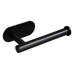Toilet Roll Holder Self Adhesive Black Paper Holders Tissue Stand Hanger Bathroom SUS-304 Stainless Steel,No Drilling Required, Strong Adhesiveness and Waterproof