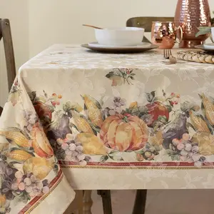 Benson Mills Jubilee Printed Jacquard Fabric Table Cloth, Fall, Harvest, and Thanksgiving Tablecloth (Jubilee, 60" X 84" Rectangular) Barn & Home