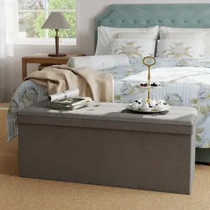 New Storage Ottoman Bench, Folding Ottoman Stool, Storage Chest, End of Bed Bench with Seating for Bedroom, Holds up to 660 lbs，Living Room Toy Box Footrest Furniture Durable Comfortable Sturdy Interior，for Kids' Room Bedroom Living Room
