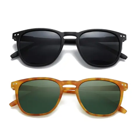 ZENOTTIC 2PCs Unisex Polarised Lens Sunglasses - Vintage Classic Round-Square Full Rim, UV400 UV Blocking, Matte Black & Tortoise Shell, Keyhole Bridge, Gift-Ready Packaging, for Seaside Holiday, Sporty, Street Style, Trendy Casual, Sunglasses for Women