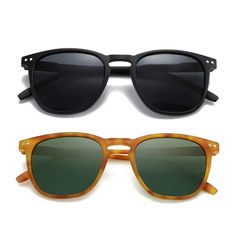 ZENOTTIC 2PCs Unisex Polarised Lens Sunglasses - Vintage Classic Round-Square Full Rim, UV400 UV Blocking, Matte Black & Tortoise Shell, Keyhole Bridge, Gift-Ready Packaging, for Seaside Holiday, Sporty, Street Style, Trendy Casual, Sunglasses for Women
