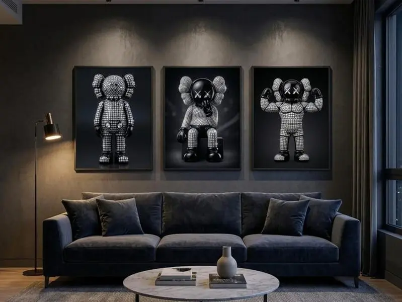 Kaws Poster set of 3 Poster Print Unframed, Pop Art, Graffiti Wall Art, Hypebeast Decor , Modern Urban Print