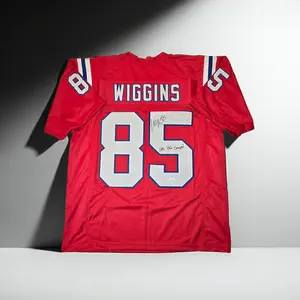 Jermaine Wiggins New England Patriots Autographed & Ins Football Jersey COA (XL)