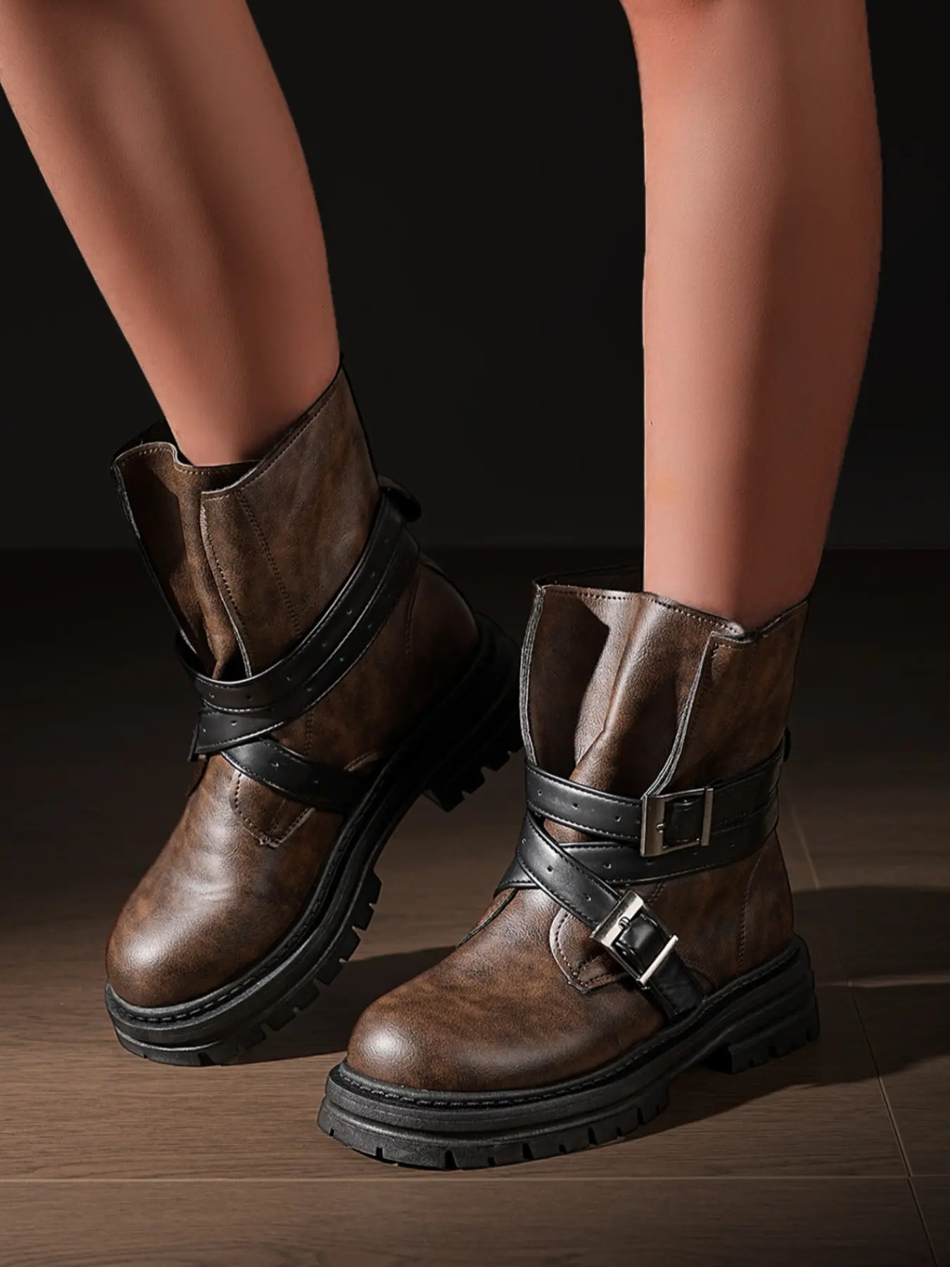 Women's Military Short Boots, General Boot, Casual Comfortable High-Top Non-Slip Slip-On Wide Mouth Design, Thick Sole Winter Boots