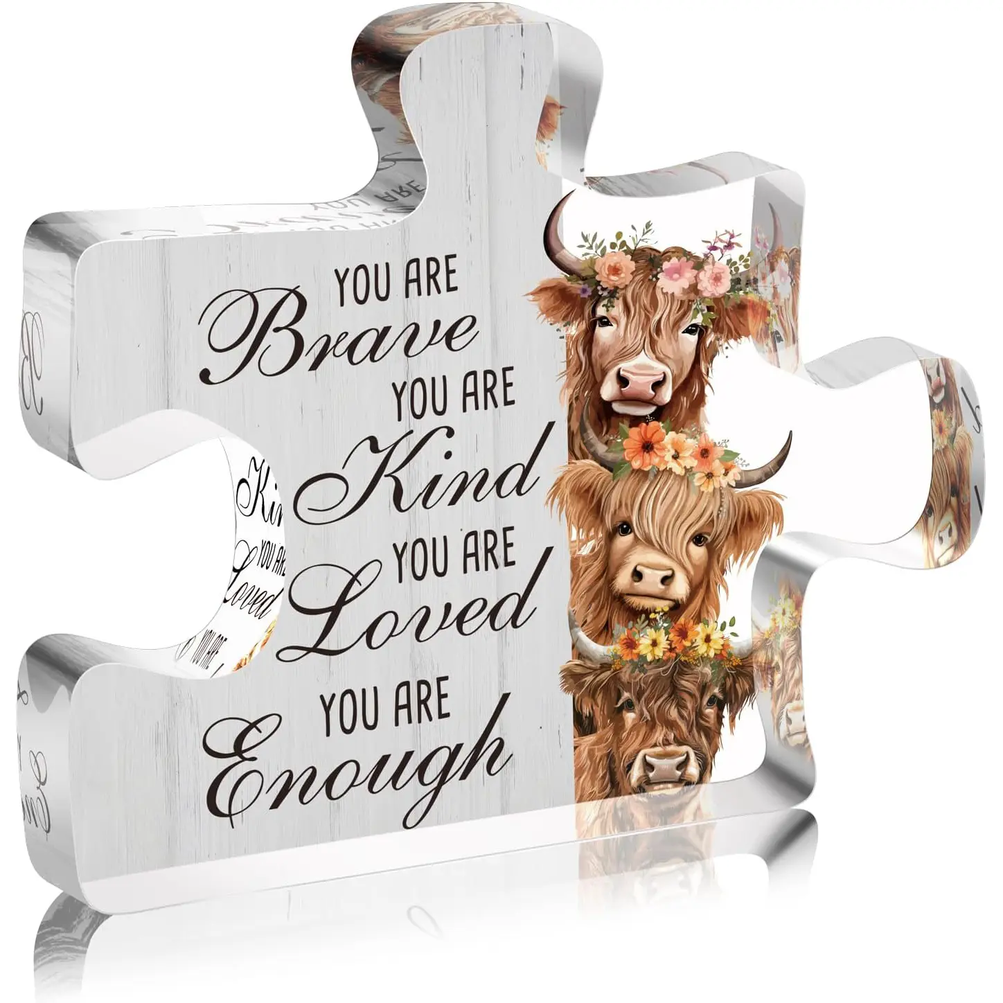 Inspirational Highland Cow Acrylic Sign Decorative Plaque, Positive Gift for Women, Motivational Wall Art for Home Office Decoration, Unique Present for Friends, Home Decor Gifts, Acrylic Signage Plaque
