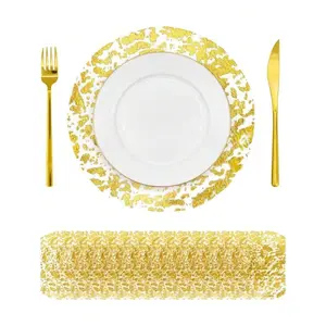 12/24/50/100/150pcs Disposable Gold Placemats, 13-Inch Round Metallic Mesh Table Mats, Foil-Pressed Table Coasters, Great For Table Setting, Wedding, Christmas, Thanksgiving, Valentine's Day, Birthday Parties And Festival Decorations Therian Cat Masks