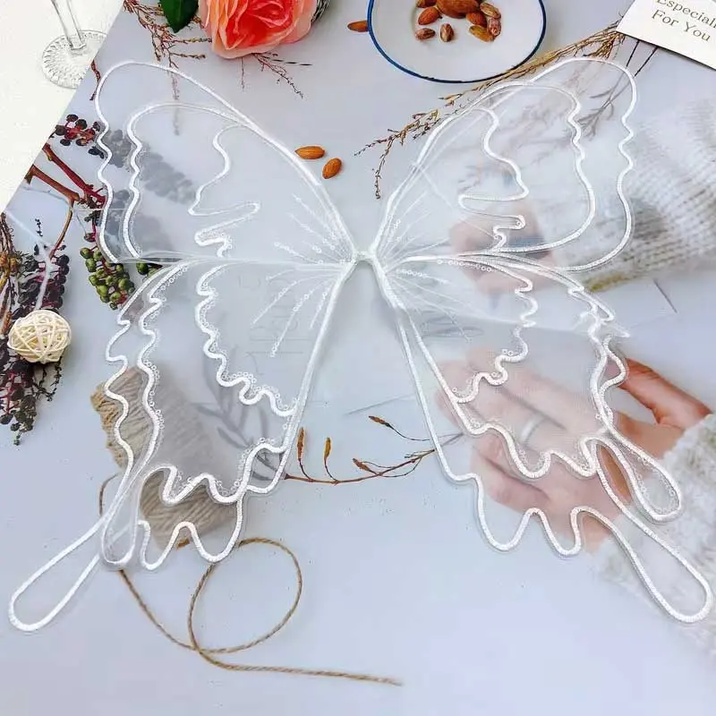 1pc 40cm 15.75in sequin butterfly wing design for a high-end feel, suitable for clothing, elegant sewing and home decor materials, butterfly shape design exquisite texture, Sewing Supplies, DIY Crafts, Decorative Accents, Stylish Embellishment