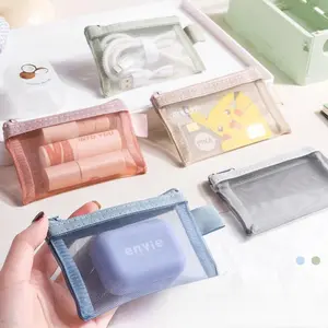 5-Pack Transparent Mesh Storage Bags for Coins, Keys and Cards, Portable Nylon Makeup and Toy Organizer Pouches, Pencil Bag