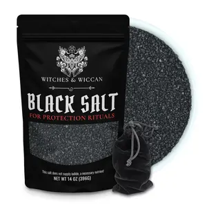 Black Salt for Protection Rituals & Wiccan Spells, Handcrafted Negative Energy Protection Crystals for Witchcraft, 14 Oz Bag, Witches & Wiccan Witchcraft Supplies