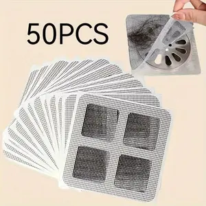 Disposable Hair Filter, 50pcs/set Bathroom Hair Filter, Bathroom Hair Catcher, Bathroom Gadgets for Home Use, Bathroom Accessories, Shower Essentials