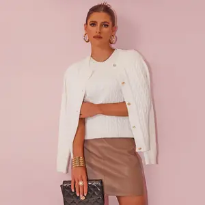 [US shipping]Joyfunear Women's Cable Knit Sweater Set: Crew Neck Pullover & Button - Up Cardigan