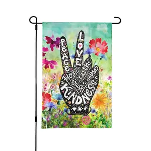 Peace Love Floral Watercolor Art Garden Flag - Double-Sided 12x18 Inch Outdoor Decoration with Vibrant Flowers & "RESPECT" Design, Perfect for Yard, Patio, or Villa Lawn - No Flagpole Included, Garden Decorations