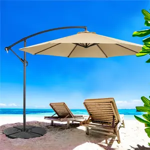 【No Base Stand】Yaheetech 10FT Patio Offset Umbrella Outdoor Hanging Cantilever Umbrella Banana Parasol with Crank & Cross Base for Market/Garden/Deck/Backyard