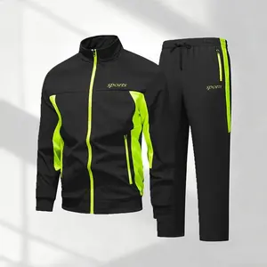 Men's letter print jacket and straight-leg sports pants set, men's casual sports long-sleeve jacket and pants, autumn and winter men's everyday wear, indoor and outdoor sports apparel, activewear, summer sportswear Track Suits Thermal Lined Tracksuit