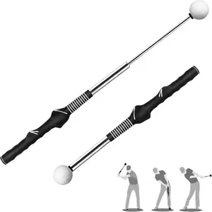 Retractable Golf Swing Training Aid,Rhythm Click Sound Warm Up Golf Swing Trainer,Golf Grip Trainer Attachment -Strength & Tempo Training for Chipping Hitting,Golf Accessories for Men