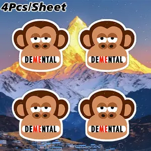 4Pcs Bored Monkey is deMEntal Sticker