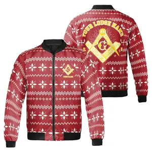 Personalized Freemasonry It's Winter Time Masonic Red Bomber Jacket S-5XL