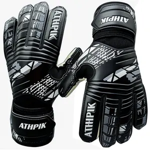 Soccer Goalie Gloves with Fingersave, Prevent Finger Hyperextension ,Double Wrist Protection, Super Grip Anti-Slip Latex Gloves for Adult & Youth Training & Match